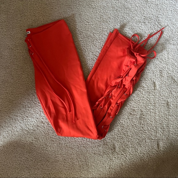 Orange Lace Up Fashion Nova Pants - Picture 3 of 3